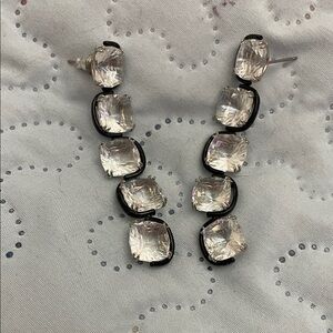 Swarovski Elegant Silver and Black Drop Earrings